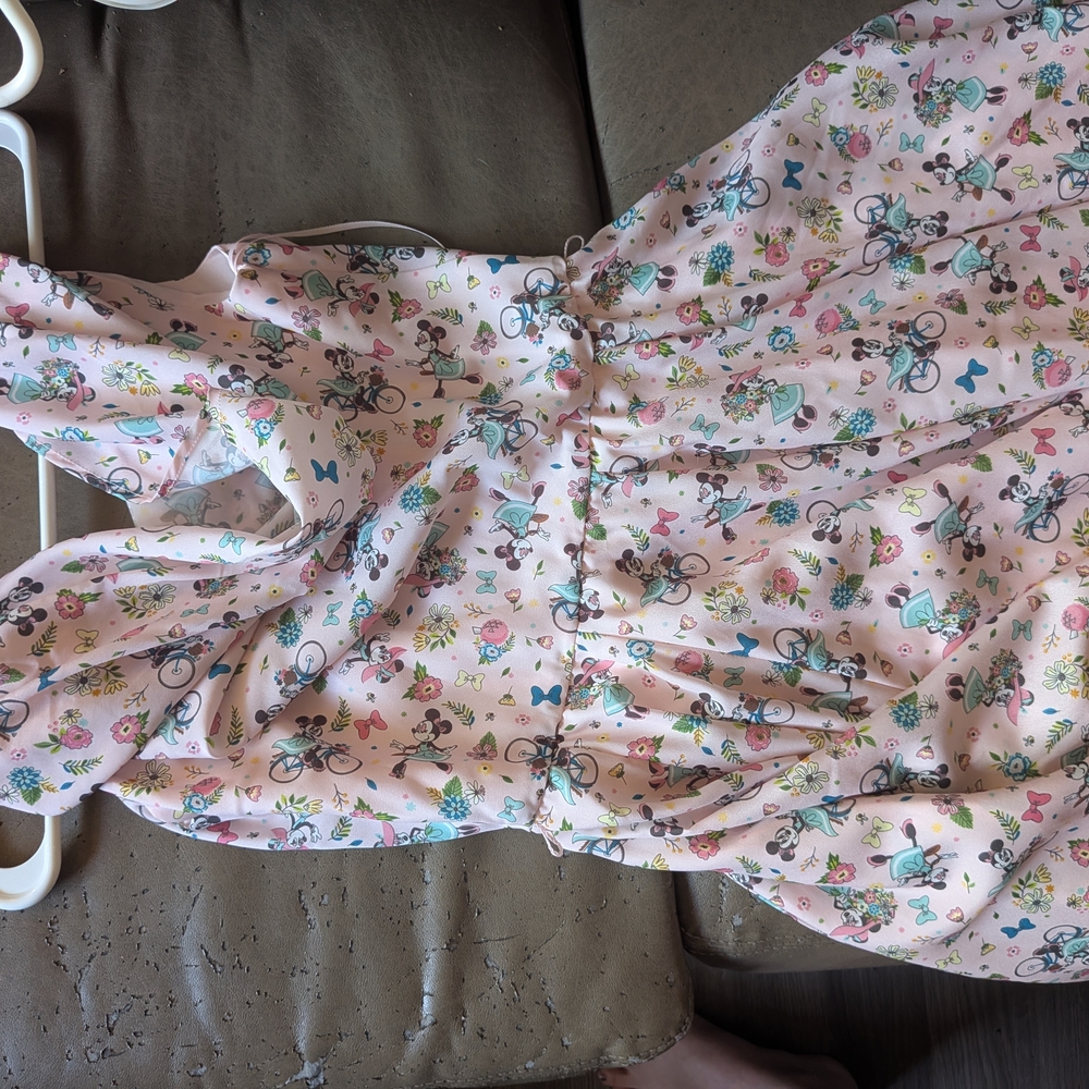 Pink Floral and Bicycle Print Dress